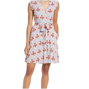 NEW Boden Women's Ruffle Jersey‎ Faux Wrap Dress Floral Preppy Office Party US 6